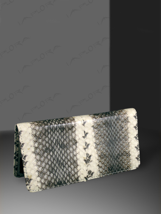 Leather Implora Natural Dog-Faced Snakeskin Checkbook Wallet