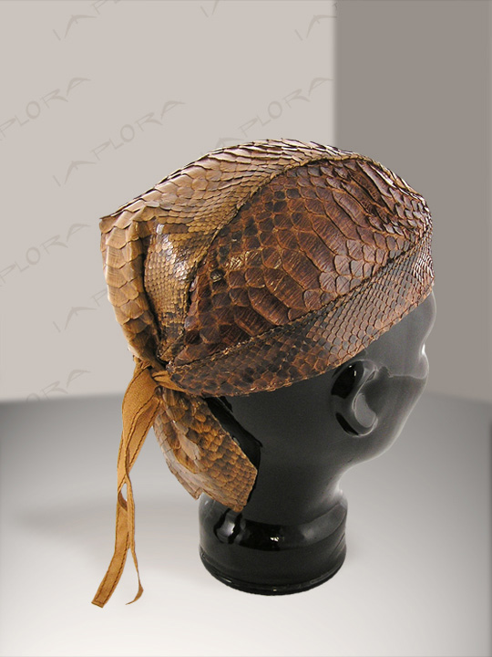 Brown Big Python Snakeskin Doorag Head Wrap