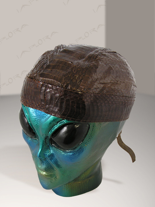 Leather Dark Brown Cobra Snakeskin Doorag Head Wrap