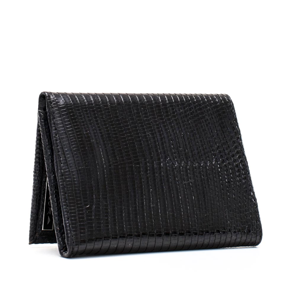 Leather Implora Black Monitor LizardTrifold Wallet