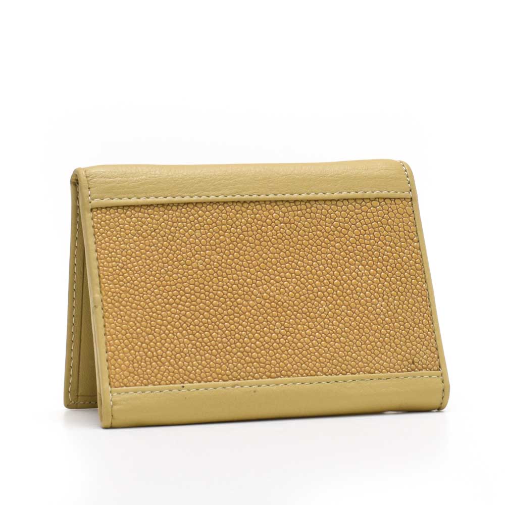 Leather Implora Beige Stingray Trifold  w/ID