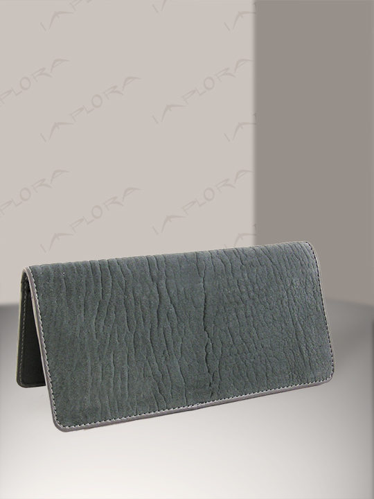 Leather Implora Gray Shark Checkbook Cover