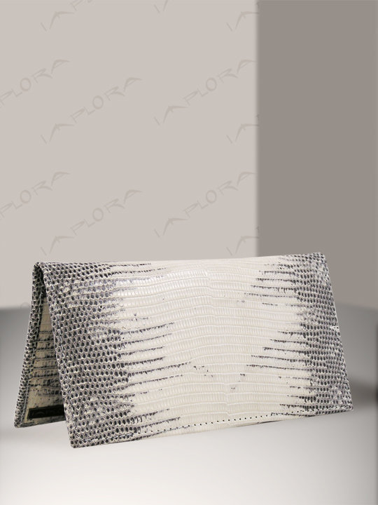 Leather Implora Natural Lizard Checkbook Cover