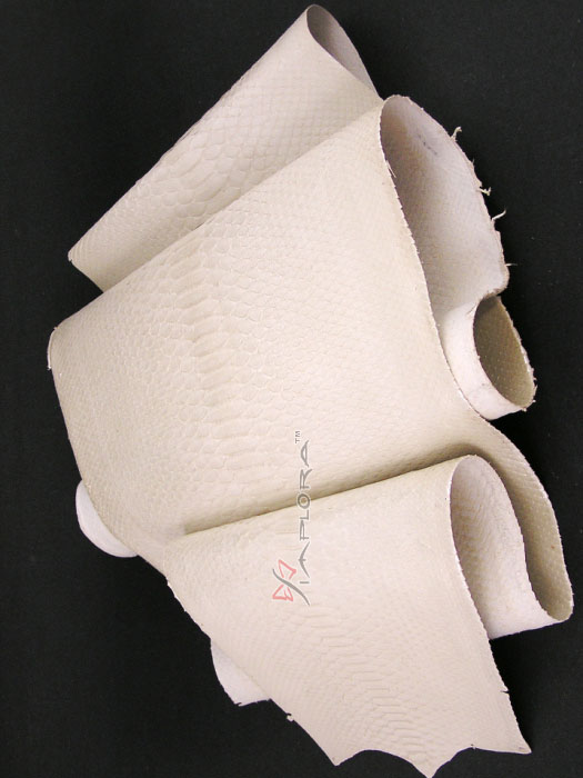 Snakeskins Solid White Cream Metallic Python Snakeskin Belly