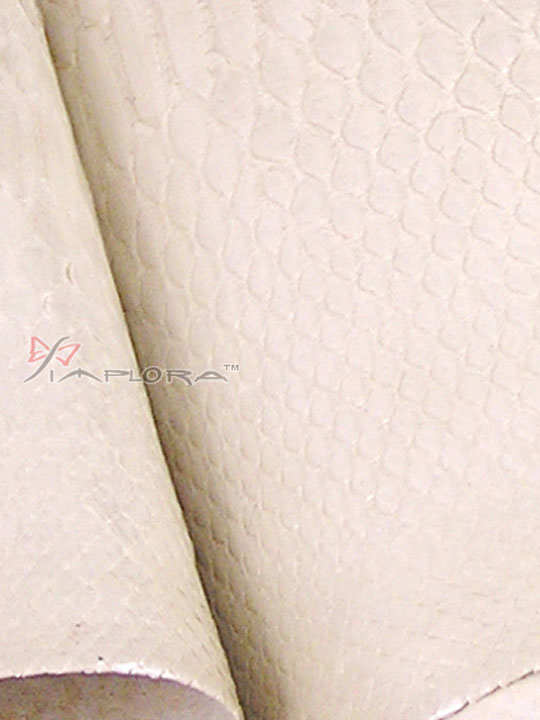 Solid White Cream Metallic Python Snakeskin Belly