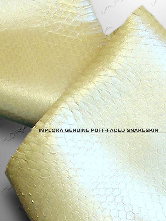 Solid Off-White Metallic Puff-Faced Snakeskin