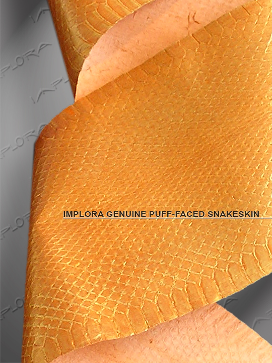 Solid Orange Metallic Puff-Faced Snakeskin