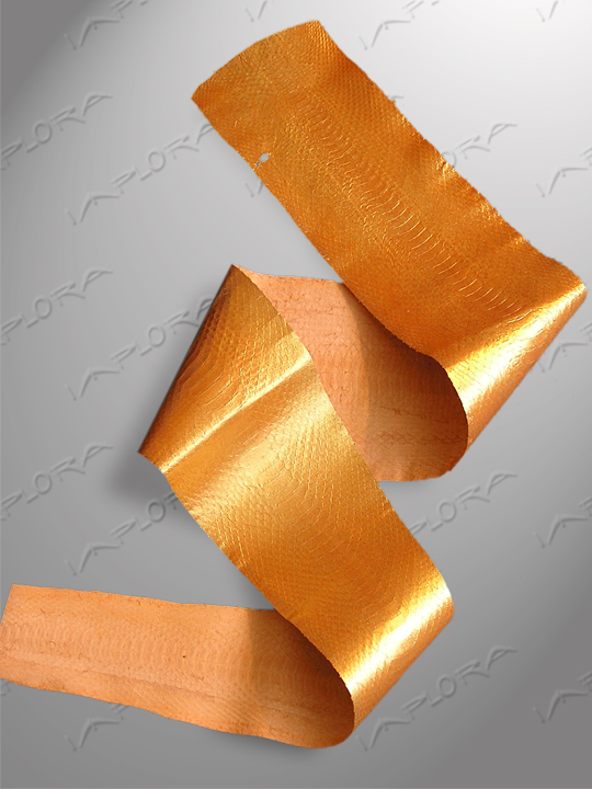 Snakeskins Solid Orange Metallic Puff-Faced Snakeskin Belly