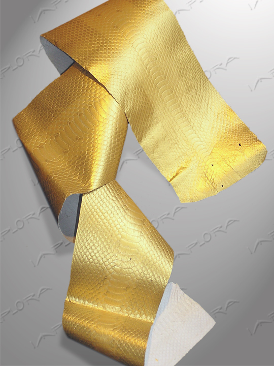 Snakeskins Implora Gold Metallic Puff-Faced Snakeskin Belly