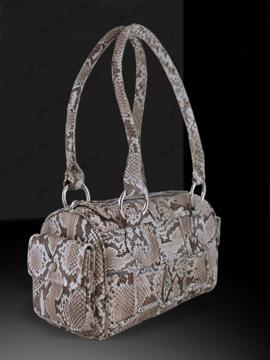 Implora Natural Python Skin Woven Satchel Bag